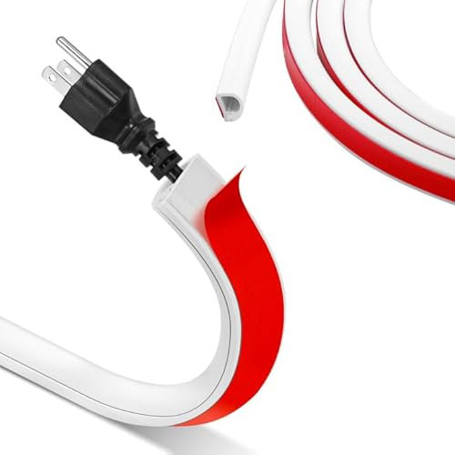 1M Goulotte Passe Cable Sol,Mini Goulottes de Câbles,Auto-adhésif Cache-câble Sol Demi-Rond,Petit Canal de câble Flexible, Ruban Adhésif pour Cacher 1 Fil,Couvre-Cordon pour Les Fils sur Le Sol Mural