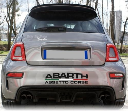 Adesivi Stickers Assetto Corse Italia Worldcustom compatibili con Fiat Abarth 500…(Nero Lucido)
