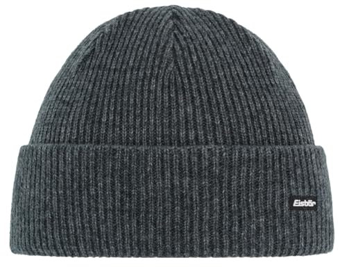 Eisbär Mütze Damen Salma Grau - Merino Strickmütze für Frauen - Wintermütze bequem weich mit Umschlag - warm Merinowolle Haube kuschelig aus Österreich