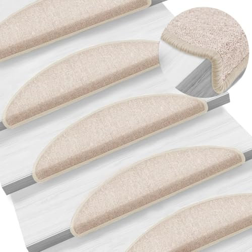 XGWKCNV Furniture Select Teppich-Stufenmatten 15 Stück, Taupe, 56 x 17 x 3 cm