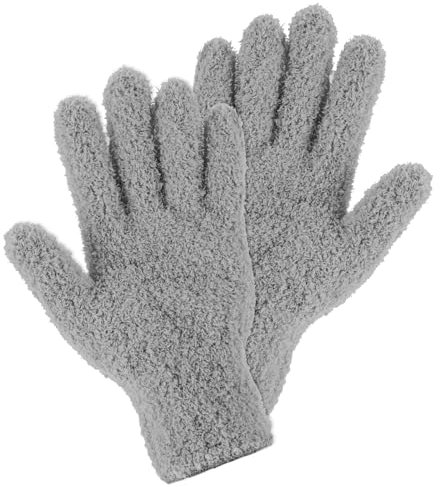 Microfiber Dusting Gloves, Microfiber Gloves Reusable Washable Plant Gloves Microfiber Cleaning Gloves Plant Dusting Gloves Cloth for House Kitchen Plants Cleaning Car Blinds Lamps (Grey)