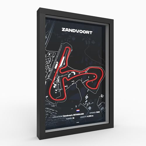 Zanvoordt 3D Motorsport A4 Poster im Holzrahmen I Hochwertiger 3D Druck I 2000dpi I 280g Papier I 3D Rennkunst als Deko für Wand, Büro & deinen Schreibtisch oder als Geschenk I Rennstrecken Poster