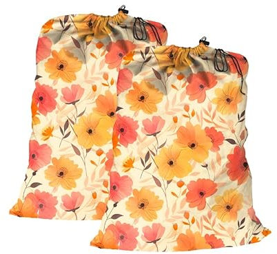 Maishijie 2 x strapazierfähige Wäschesäcke aus Baumwollleinen (Herbst)