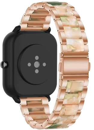 Harz Edelstahl Armbänder für Amazfit GTS 3 Armband, mit Metall Schnalle Buntes Mode Elegant Ersatzarmband für Damen Herren Kompatibel mit Amazfit GTS 3 Uhrenarmband (11,Eine Grösse)