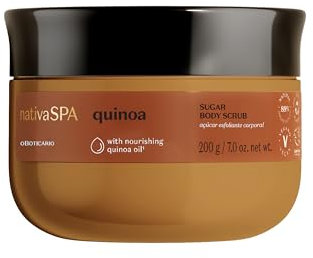 O Boticário Nativa SPA Gommage au sucre de quinoa pour femme parfumé, hydratant, prévient les cheveux incarnés, peau radieuse, végétalien, 200 g
