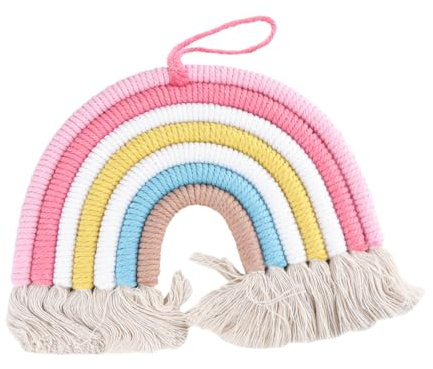 RORPOIR Regenbogen-wanddekoration Handgewebt Aus Baumwollseil Hängendes Ornament Wanddekoration Für Kindergarten Kinderzimmer Helle Farbe