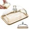 Glass Butter Dish with Lid 7x4in Multi-Functional Clear Square Butter Dish with Lid & Bamboo Tray for Refrigerator Counter