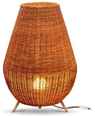 Licht-Erlebnisse Bodenleuchte Rattan E27 72 cm Dreibein Kabel Stecker in Natur Dreibein Stehleuchte Beistelllampe Wohnzimmer Schlafzimmer