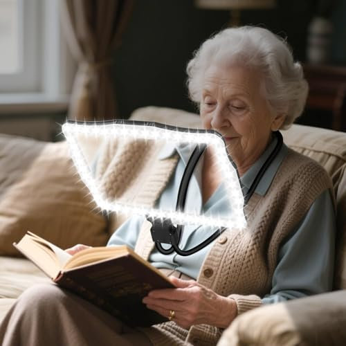 NZQXJXZ 10X Wiederaufladbare Lupe mit Licht, Freihändige Leselupe mit Licht für Senioren Groß, Flexible Schwanenhalslupe zum Lesen, Reparieren, Nähen, Sehschwäche, ältere Menschen, 27x20 cm Große Lupe