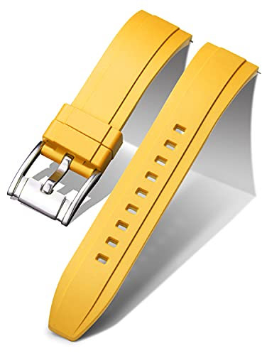 BINLUN Quick Release Silicone Watch Strap Replacement Rubber Watch Band 18mm 19mm 20mm 21mm 22mm 24mm Smartwatch Straps for Men and Women Waterproof Sport Watchbands (21mm, Yellow)