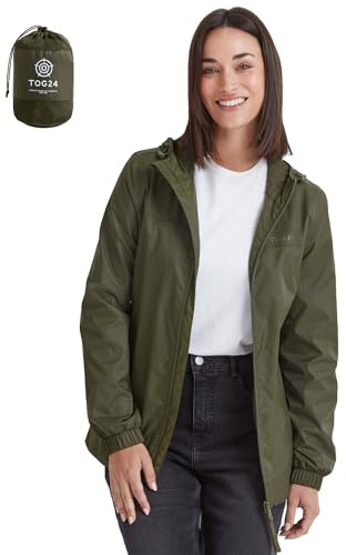 TOG24 Craven Damen Regenjacke Leicht Wasserdichte Outdoorjacke Atmungsaktive Windbreaker Faltbar Übergangsjacke Fahrradjacke mit Kapuze für Frauen