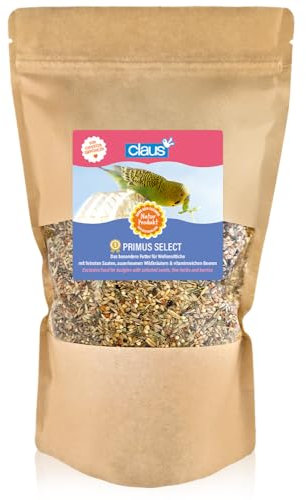 Claus Primus Select | 500 g | Natürliches Komplettfutter für Wellensittiche | Mit feinsten Saaten, auserlesenen Wildkräutern & vitaminreichen Beeren | Nährstoffreich & fettarm