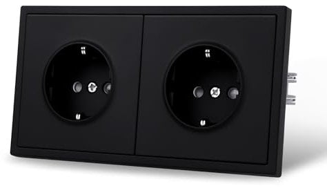 JIMEIDA Doppelsteckdose Schwarz Matt Unterputz Glattes Hautgefühl mit Steckklemme 16Amp Wandsteckdose