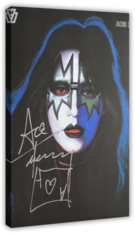 Ace Frehley Autogramm Vinyl-Leinwand-Poster, Wandkunst, Dekordruck, Bild Gemälde für Wohnzimmer, Schlafzimmer, Dekoration, 40 x 60 cm