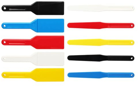 10 Pack Plastic Spatula - Screen Printing Ink Mixing Spatula, Paint & Epoxy Resin Stirring Stick, Non-Sparking Scraper for SMT Solder Paste (yellow,oil adjusting knife)