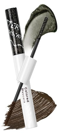 Schwarz-Braune doppelseitige Mascara | Dual Matte & Glitter Waterproof Wimperntusche | 2-in-1 Volumen Wimpern-Make-up | Wischfest und langanhaltend | Tierversuchsfrei, Weihnachtsparty Augen-Make-up