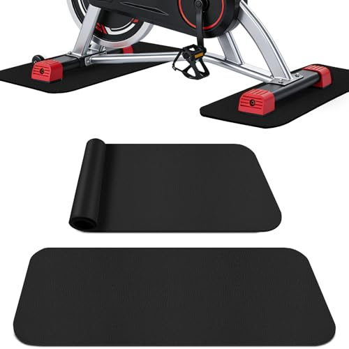 AOOSA 2 Pièces Tapis de Protection de Sol, 28 cmx 70 cm 6mm Épaisseur | Tapis Fitness Protection pour Appareils de Fitness, Tapis PU Antidérapant pour Tapis de Course, Vélo, Elliptique Home Trainer