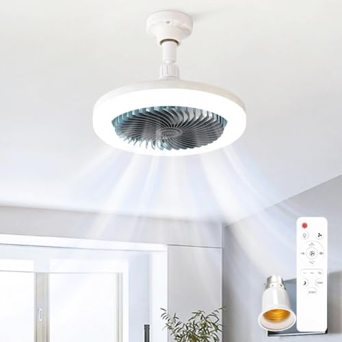 PineSailo Fragrance Ceiling Fans with Lights and Quality Remote, Support B22 and E27 Base Bulb Bayonet Fitting, Quiet Fan with LED Light 3 Color Dimmable Lamps 3 Speed for Living Room Bedroom Garage