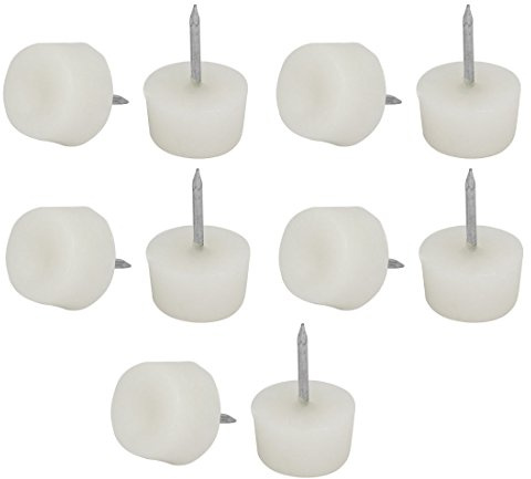 sourcing map Furniture Legs Feet 16mm Dia Plastic Nail-on Slider Tack Glides Protector 10pcs