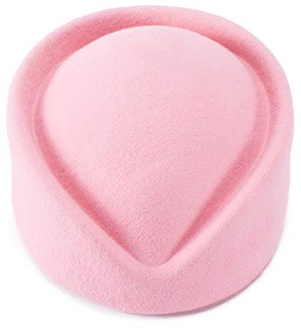 Lawliet Wool Stewardess Air Hostesses Pillbox Hut Millinery Teardrop Fascinator Base A040, rose, Einheitsgröße