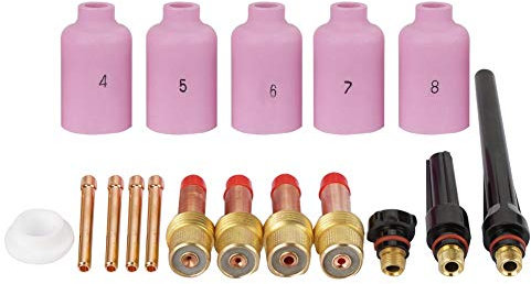 17 stücke WIG-schweißbrenner Düse Gaslinse Collet Back Caps Schweißbrenner Teile, ersatz für WP-17 WP-18 WP-26 WIG-schweißbrenner