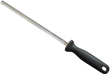 Solingen Wetzstahl Messerschärfer Vercromt Oval/Rund Fein/Grob (WS Schwarz rund, 230mm/10mm)