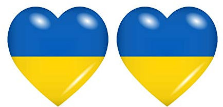 Akachafactory 2X Sticker Aufkleber Flaggen Flagge Fahne Herzen UA Ukraine