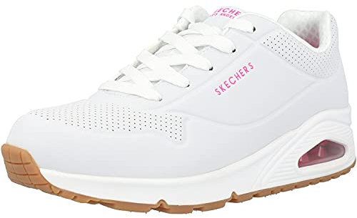 Skechers Mädchen Uno Stand On Air Sneakers,sports Shoes, White Pu H Pink Trim, 35 EU
