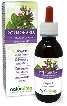 Lungenkraut (Pulmonaria officinalis) Kraut mit Blüten Alkoholfreier Urtinktur Naturalma - Flüssig-Extrakt Tropfen 120 ml - Nahrungsergänzungsmittel - Veganer