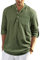 Enlision Mens T Shirt Cotton Linen Autumn Long Sleeve Collarless Grandad Button Down Causal ArmyGreen Henley Yoga Top M