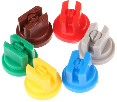 6 Pcs Spray Nozzle Tip Assorted Set 110 Degree Flat Fan Shape 0.15-0.6mm Pore Spraying Spray Nozzles for Knapsack Spraying Weed Killing Etc