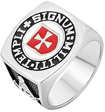 HCMA Herren Tempelritter Edelstahl Ring Doppeladler Kreuz Freimaurer Ringe Freimaurer Schmuck Geschenk