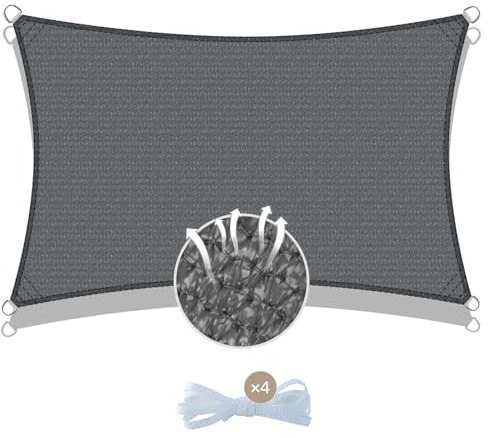COOL AREA Sonnensegel Rechteckig 2.5x3.5m,Sonnenschutz atmungsaktiv mit UV Schutz eignet Sich für Außenbereiche wie Garten und Balkon,Terrasse,Graphit