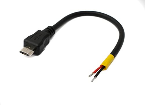 System-S USB 2.0 Kabel 10 cm Micro B Stecker zu 2X offene Kabelenden für Raspberry Pi, Schwarz