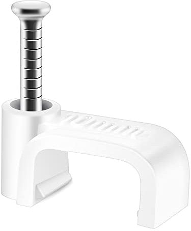 ERKXD Flat Cable Clips White 100 Pcs for Cat6 Cat7 Ethernet Cable Clips to Wall with Steel Nails 10mm 12mm Cord Holder (12mm)