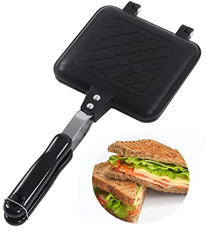 Sandwich Pan Breakfast Double Sided Frying Flat Bottom Nonstick Panini Maker Pattern Grid Panini Maker Press Toastie Toasty Sandwich Camping Toaster Toasted and Grill