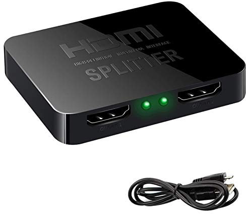 AREVERA Divisor HDMI 1 en 2 Salida, 4K Full HD 3D 1080P HDMI Splitter para Monitores Duales, Divisor HDMI 1 a 2 Amplificadores para X-box, PS4, PS3, Reproductor Blu-Ray, DVD, HDTV-Negro