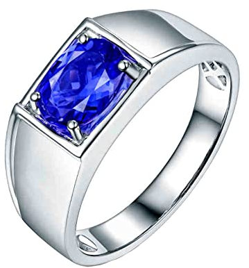 Ringe Weißgold für Herren, Solitärring Gold 18 Karat gr.45 (14.3) Tansanit Ring Herren 1,26 Karat