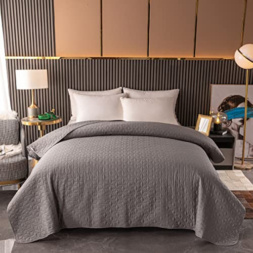 Mixibaby Bettüberwurf Tagesdecke Bettdecke Decke Steppdecke Prägemuster Überwurfdecke leicht, Größe:240 cm x 260 cm, Farbe Bettdecke:Silber D-4