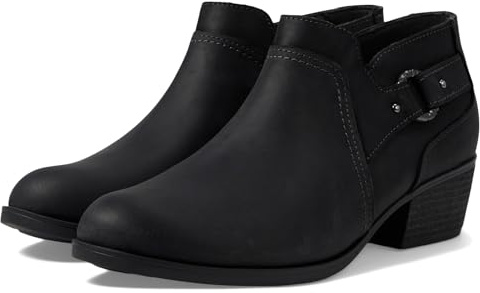 Clarks Women's Charlten Grace Ankle Boot, Black Oily Leather, 10 Wide US