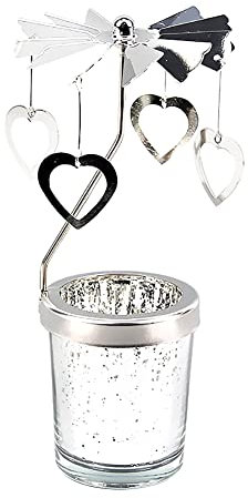 Bougeoir Rotatif Carrousel Ange Porte-Bougies à RéChaud Chandelier en Verre Cristal Transparent Bougeoir en Métal Porte Bougie à Décorer Pour Centres De Table Pour Saint-Valentin Mariage Fête Noel