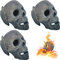 ANNSONG Feuerfeste Feuerstelle, Totenkopf, aus Metall, für Lagerfeuer, Lagerfeuer, Kamin, Feuerstelle, Halloween-Dekoration, für Gas-, Propan- oder Holzfeuer, 11,4 cm (feuerfest) (feuerfest), 3 Stück