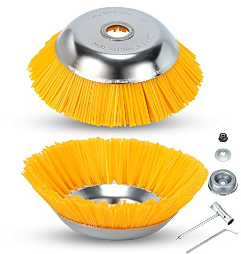 Vigevee Unkrautbürste Profi Wildkraut Fugenbürste Stahl Rundbürsten Fuer 200x25,4mm Wildkrautbürste Weed Brush für Motorsense Unkrauttrimmer Garten Zubehör（2STK）