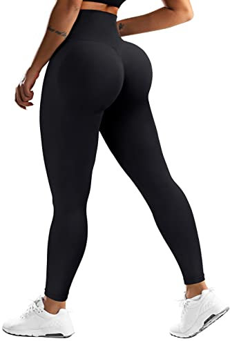OMKAGI Scrunch Butt Leggings for Damen, High Waist Opaque Push Up Sports Trousers, Booty Lifting Seamless Gym Leggings(S, Black-657)