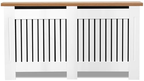 Generic Radiator Cover Large, Vertical Slatted Modern Radiator Covers MDF Wood Cabinet Shelf Heating Covers For Living Room, Hallway (19D x 152W x 83.2H CM)