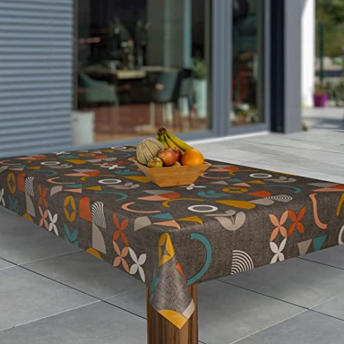 laro Wachstuch-Tischdecke Abwaschbar Garten-Tischdecke Wachstischdecke PVC Plastik-Tischdecken Eckig Meterware Wasserabweisend Abwischbar AP, Muster:Bunt Formen, Größe:110x180