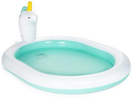 AQUASTIC Piscina Infantil Hinchable Unicornio con Efecto de Fuente Piscinas Blanco para Bebé con Capacidad de 88 litros Piscina para Niños de Vinilo Versátil y Seca para Pelotas 180x135x19 cm