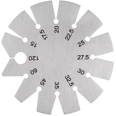 sourcing map Bevel Gauge Stainless Steel Axe Angle Gauge 15-120 Degree Knife Blade Angle Gauge Round Shape for Knife Angle Checking