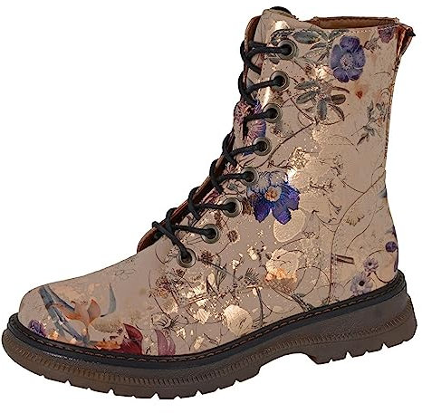 Cipriata L310BGM-9, Annetta, Womens Lace-up Fashion Boots, Ecru Gold Floral, size 9 UK