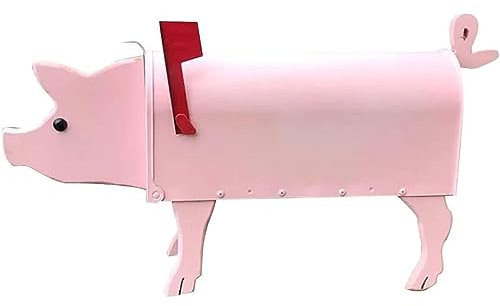 JTBDWOSK Einzigartiger Briefkasten for Pferde, Hunde, Briefkasten mit lustigen Tieren, kreativer Briefkasten mit personalisiertem Design for Gartendekorationen und Skulpturen,Rosa